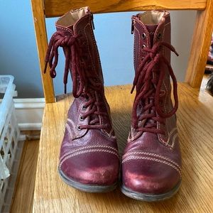 Cranberry leather Steve Madden granny boots. Size 7.5